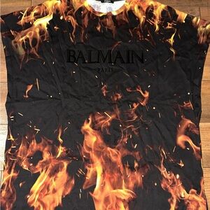 Balmain Fiery Graphic T-Shirt in Black and Orange